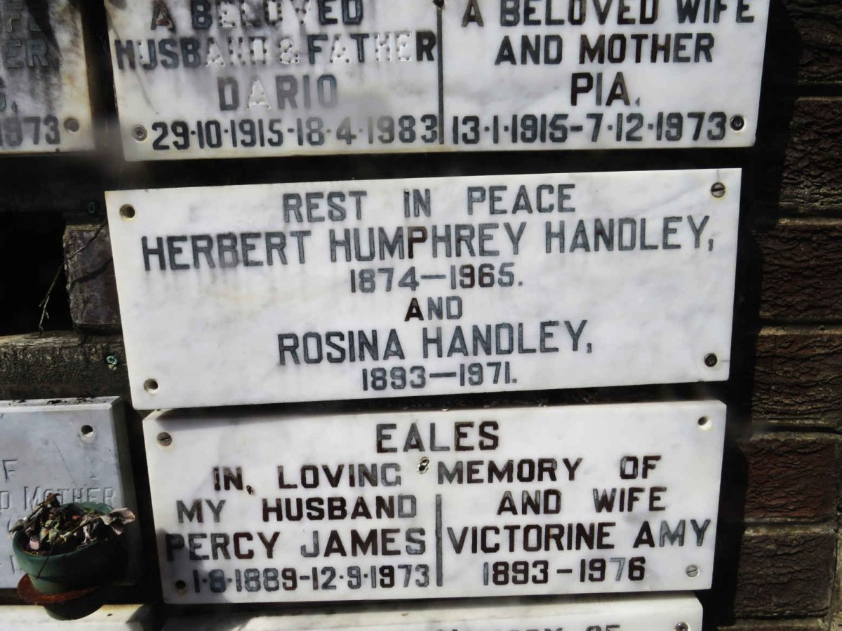 HANDLEY Herbert Humphrey 1874-1965 :: HANDLEY Rosina 1893-1971