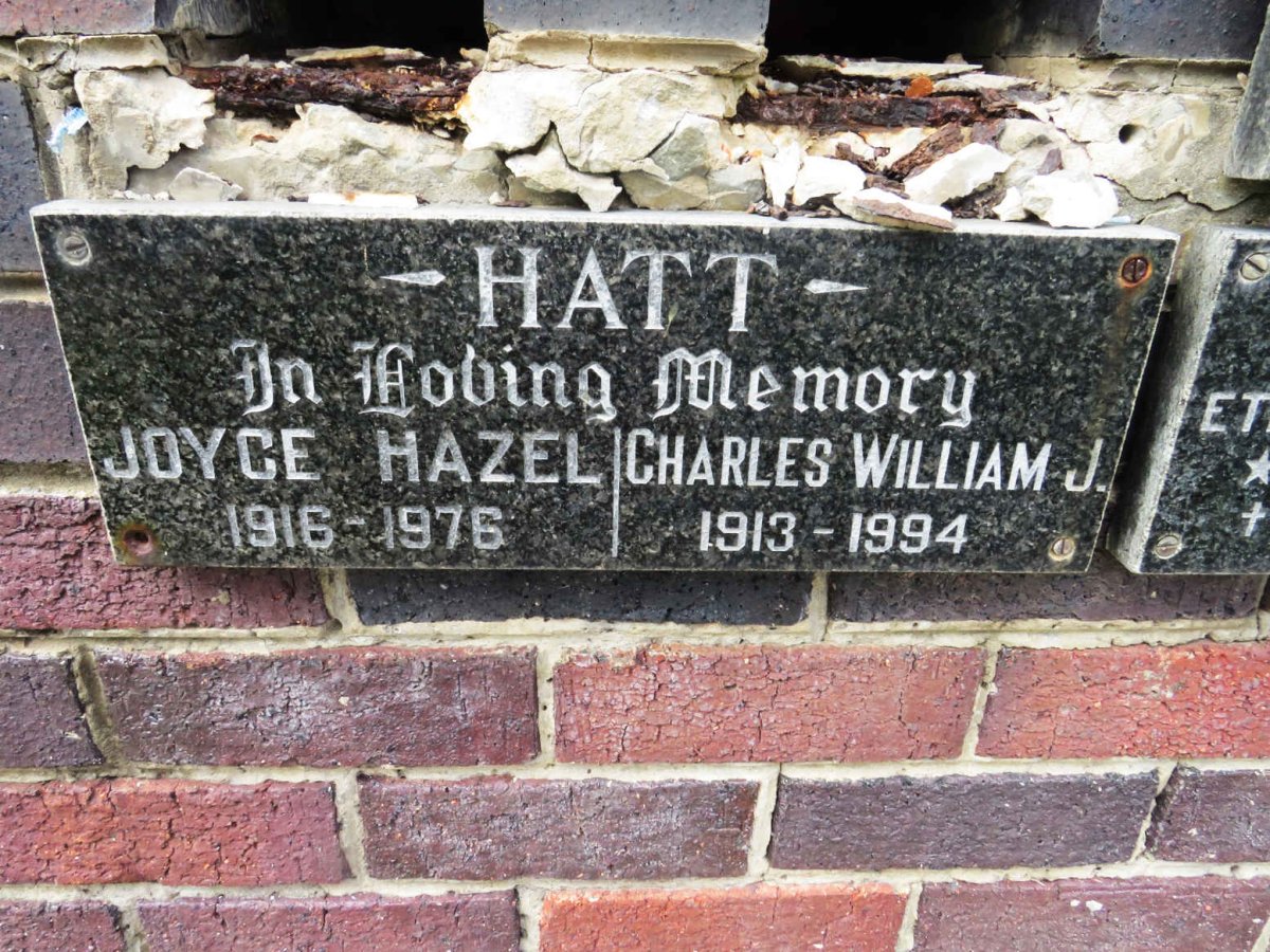 HATT Charles William J. 1913-1994 &amp; Joyce Hazel 1916-1976