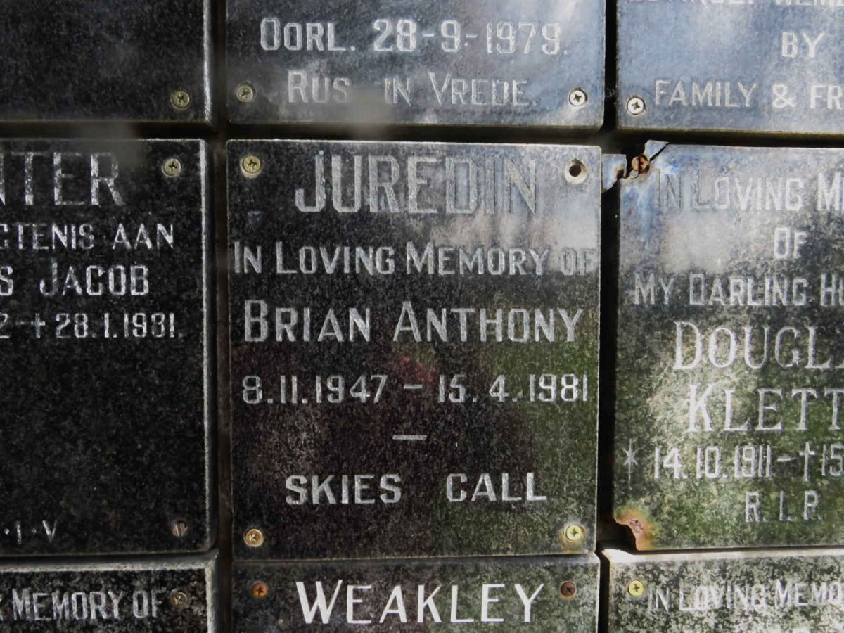 JUREDIN Brian Anthony 1947-1981