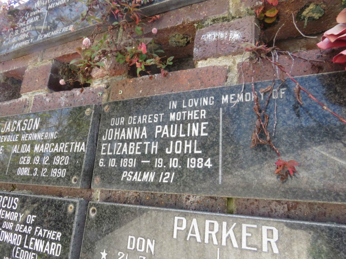 JOHL Johanna Pauline Elizabeth 1891-1984