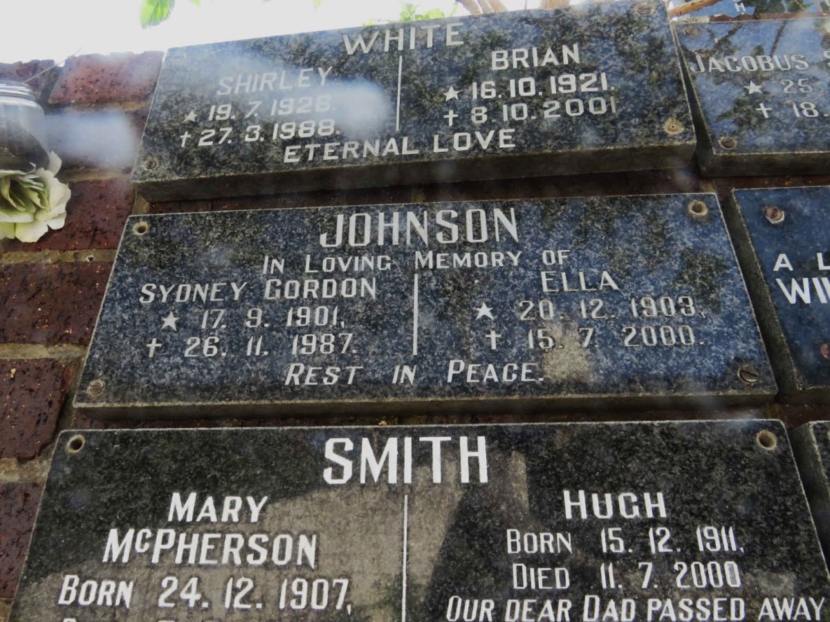 JOHNSON Sydney Gordon 1901-1987 &amp; Ella 1903-2000