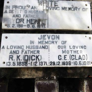 JEVON R.K. 1895-1971 &amp; G.E. 1898-1981