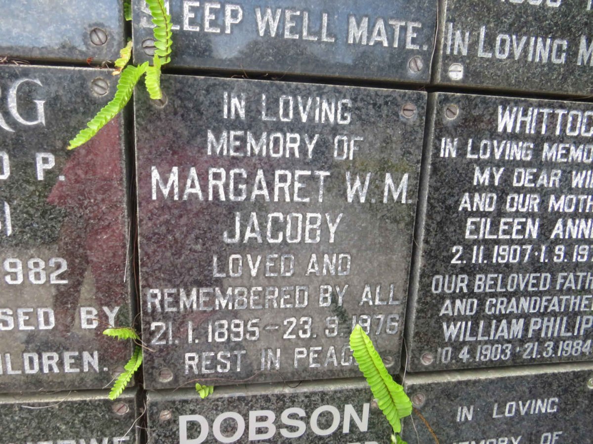 JACOBY Margaret W.M. 1895-1976