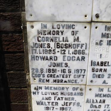 JONES Howard Edgar 1891-1977 &amp; Cornelia M. BOSHOFF 1895-1966