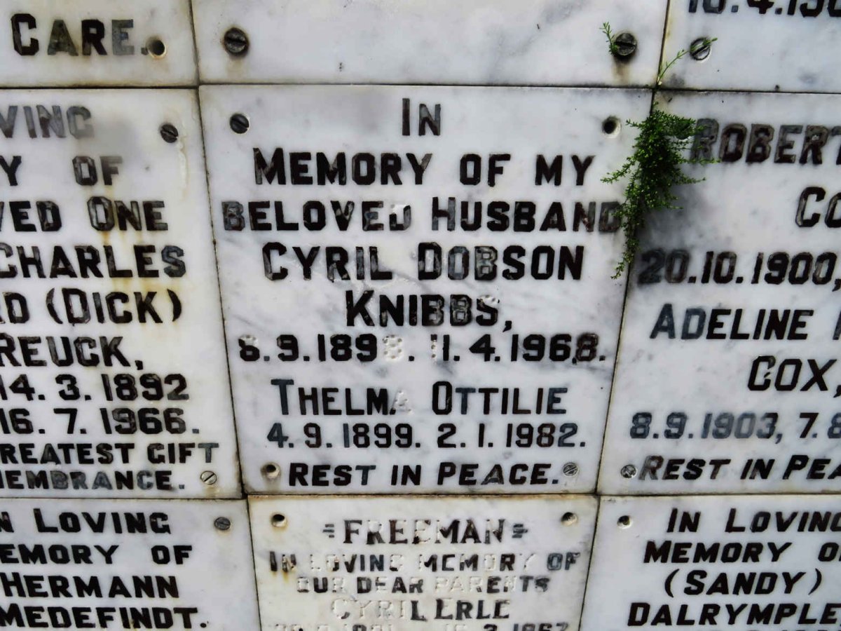 KNIBBS Cyril Dobson 1898-1968 &amp; Thelma Ottilie 1899-1982