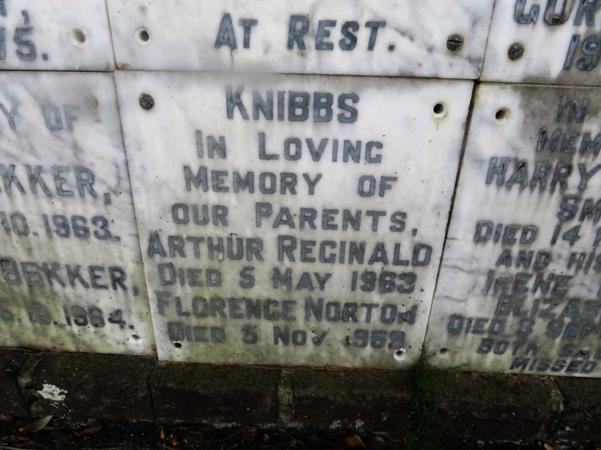 KNIBBS Arthur Reginald -1963 &amp; Florence Norton -1969
