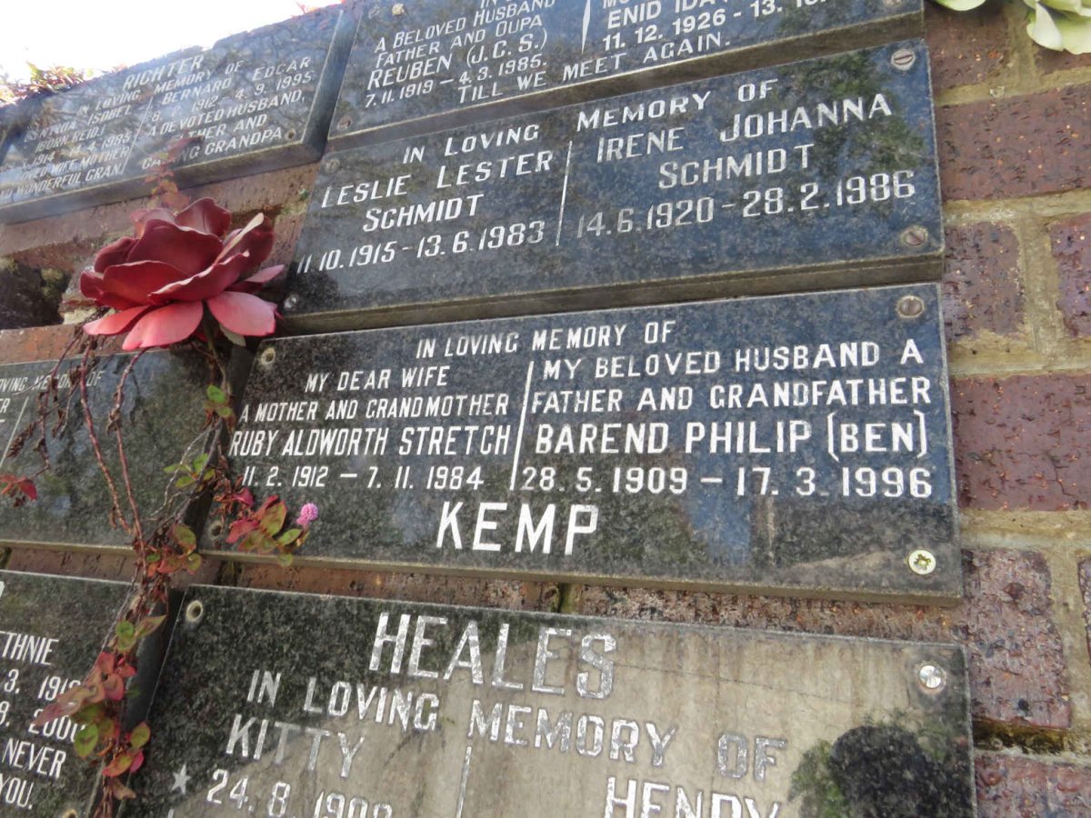 KEMP Barend Philip 1909-1996 &amp; Ruby Aldworth Stretch 1912-1984