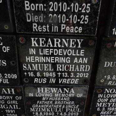 KEARNEY Samuel Richard 1945-2012 :: HEWANA Mzimkulu Paul 1940-2013