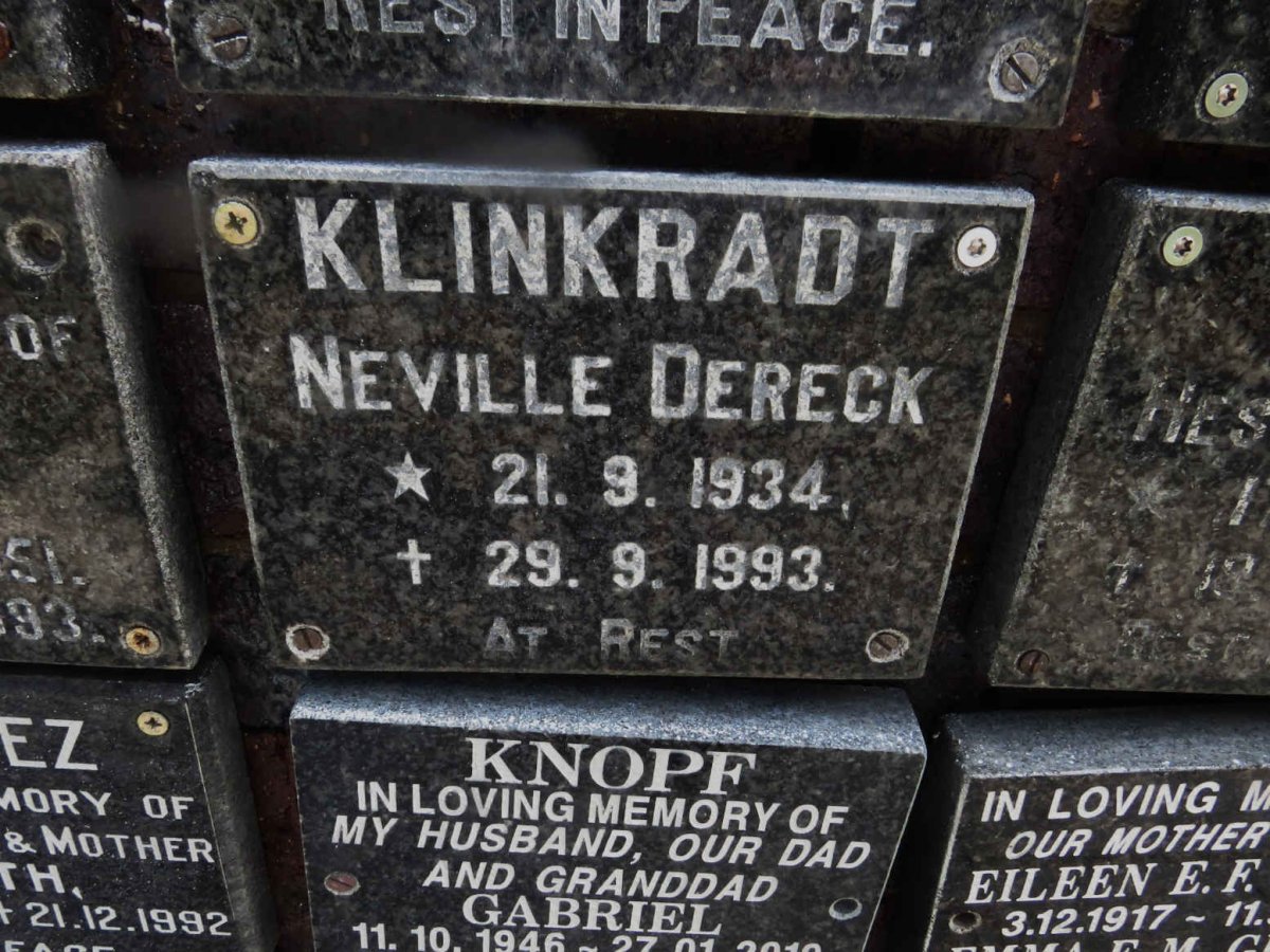 KLINKRADT Neville Dereck 1934-1993
