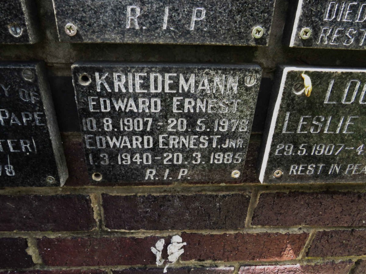 KRIEDEMANN Edward Ernest 1907-1978 :: KRIEDEMANN Edward Ernest 1940-1985