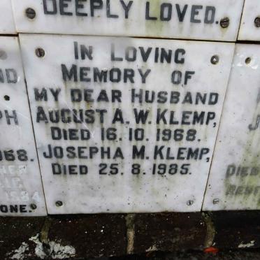 KLEMP August A.W. -1968 &amp; Josepha M. -1985