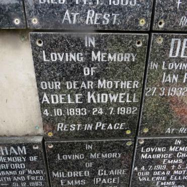 KIDWELL Adele 1893-1982