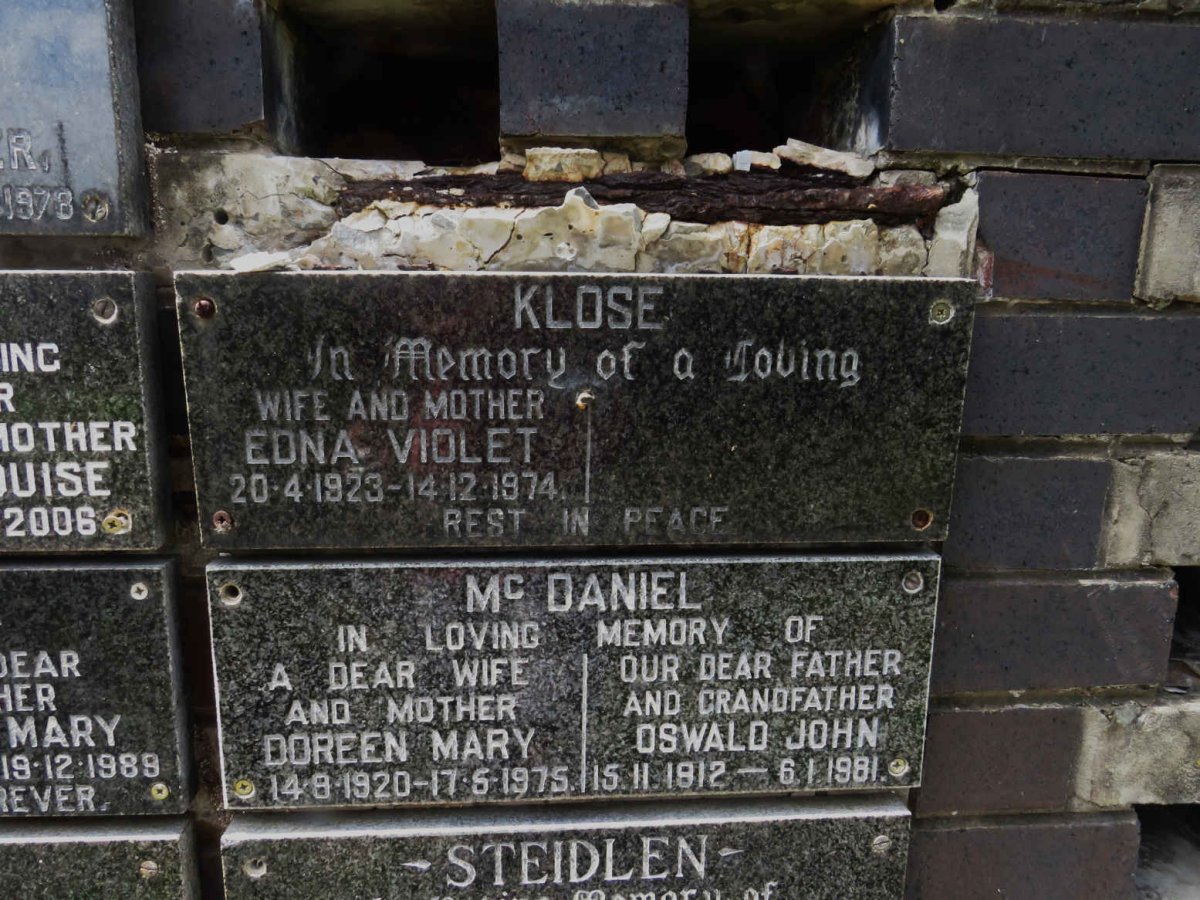 KLOSE Edna Violet 1923-1974
