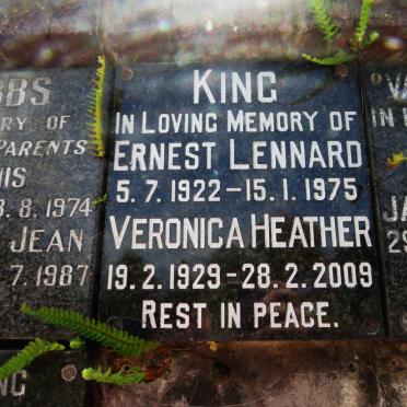 KING Ernest Lennard 1922-1975 &amp; Veronica Heather 1929-2009