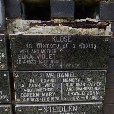KLOSE Edna Violet 1923-1974