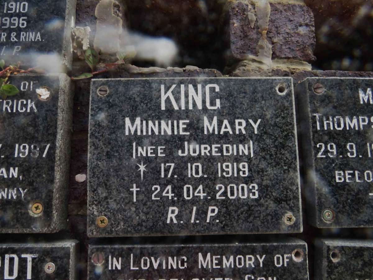 KING Minnie Mary nee JUREDIN 1919-2003
