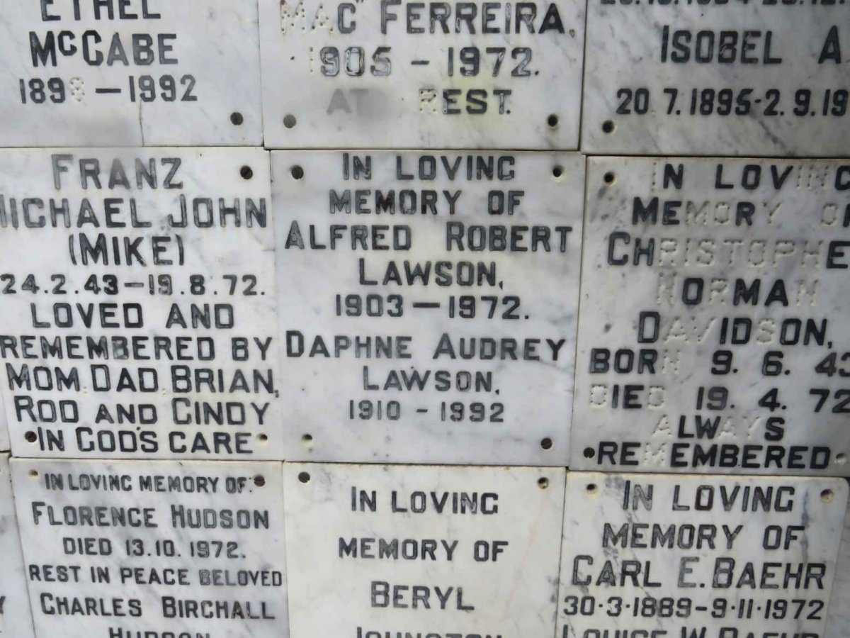 LAWSON Alfred Robert 1903-1972 &amp; Daphne Audrey 1910-1992
