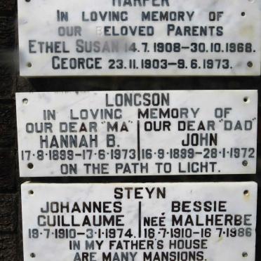 LONGSON John 1899-1972 &amp; Hannah B. 1899-1973