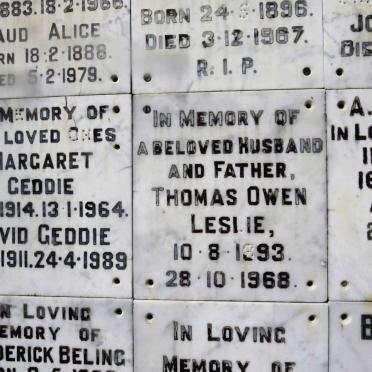 LESLIE Thomas Owen 1893-1968