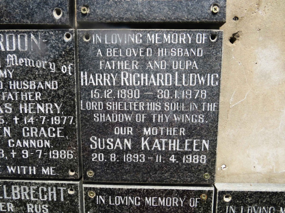 LUDWIG Harry Richard 1890-1978 &amp; Susan Kathleen 1893-1988