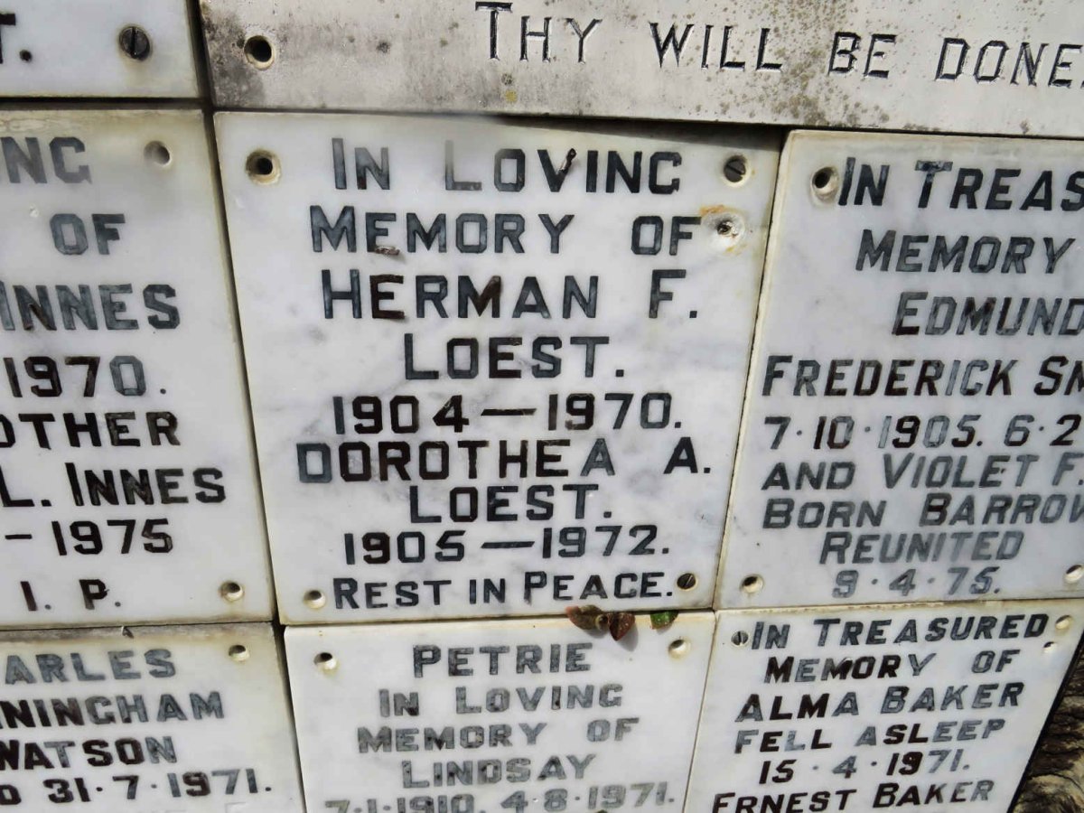 LOEST Herman F. 1904-1970 &amp; Dorothea A. 1905-1972