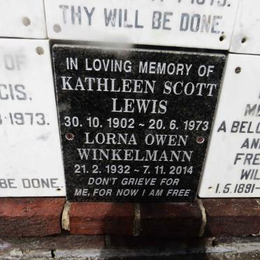 LEWIS Kathleen Scott 1902-1973 :: WINKELMANN Lorna Owen 1932-2014