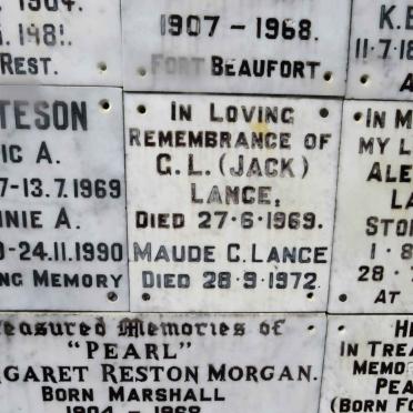 LANCE G.L. -1969 &amp; Maude C. -1972