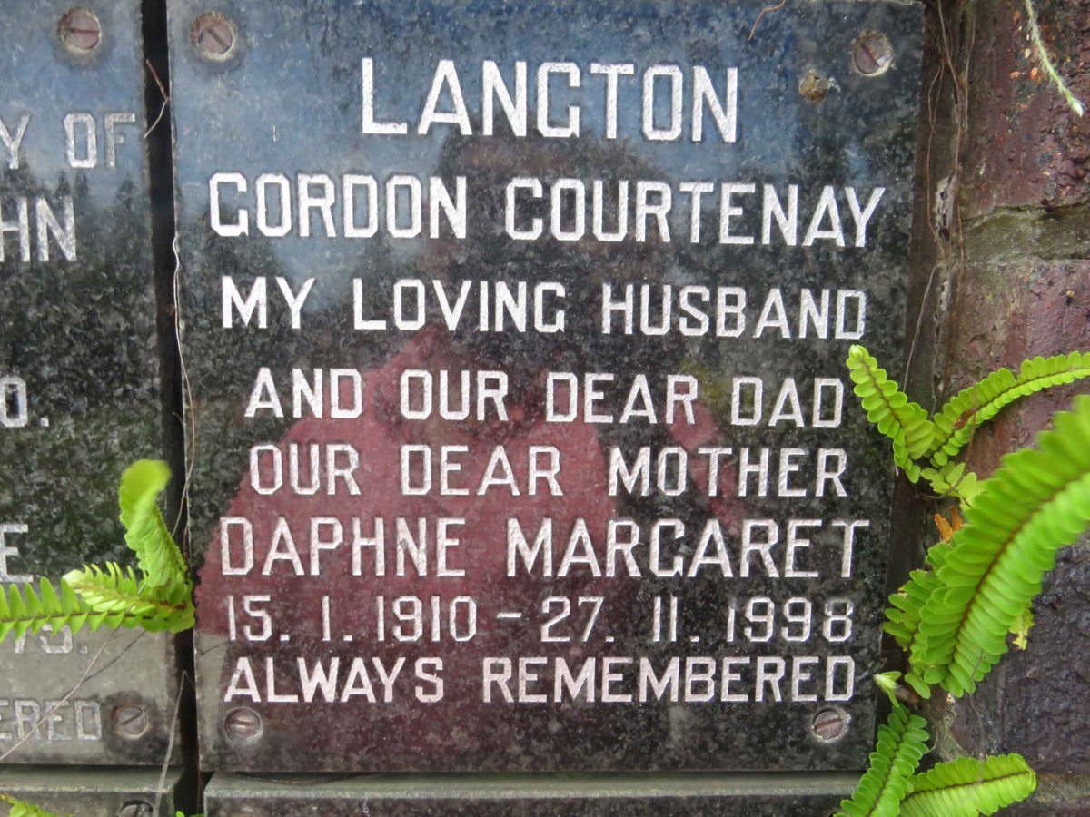 LANGTON Gordon Courtenay &amp; Daphne Margaret 1910-1998