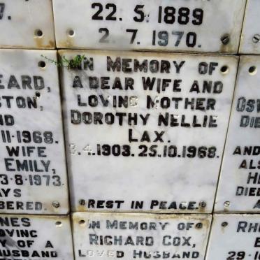 LAX Dorothy Nellie 1903-1968