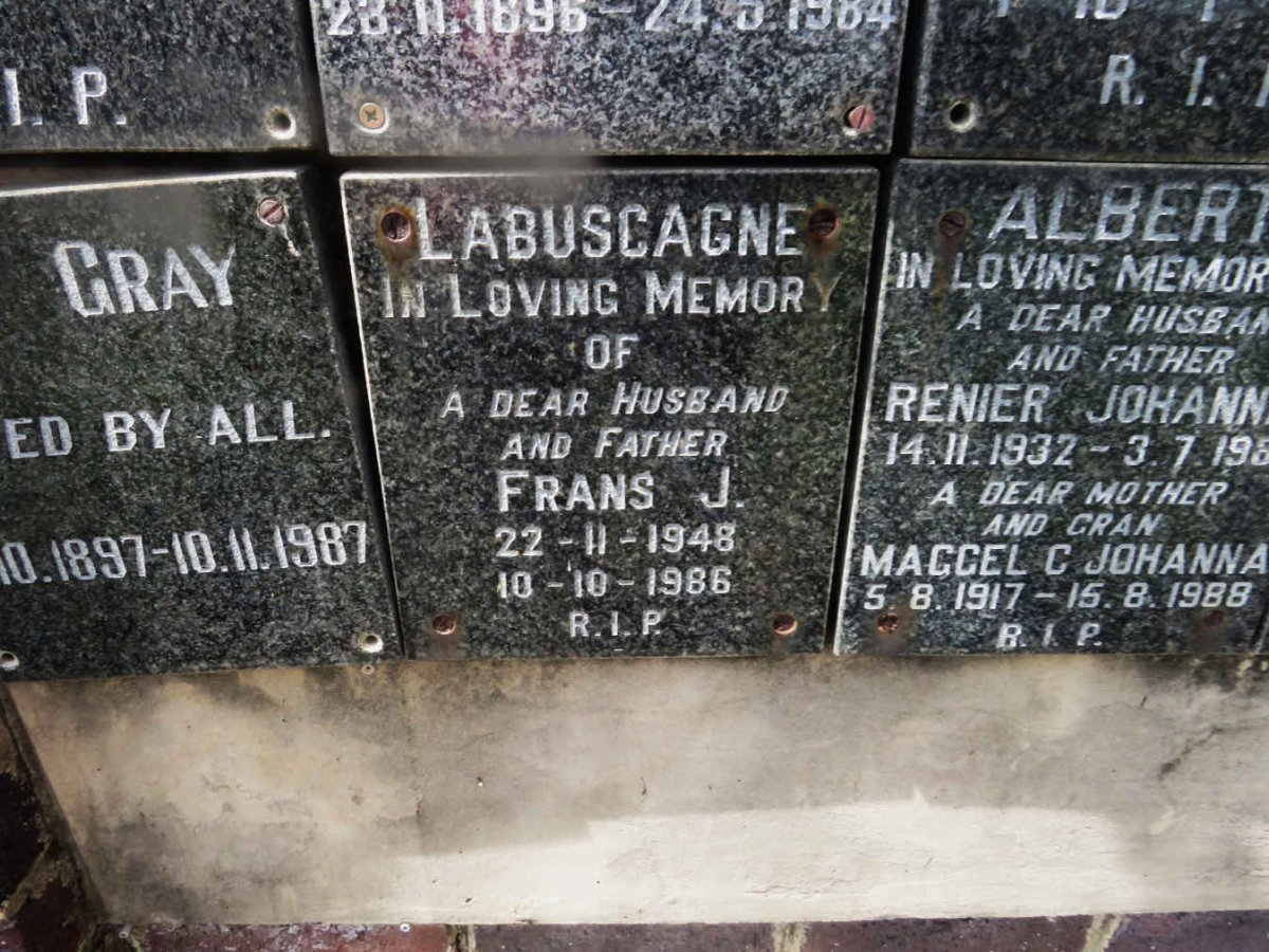 LABUSCAGNE Frans J. 1948-1986