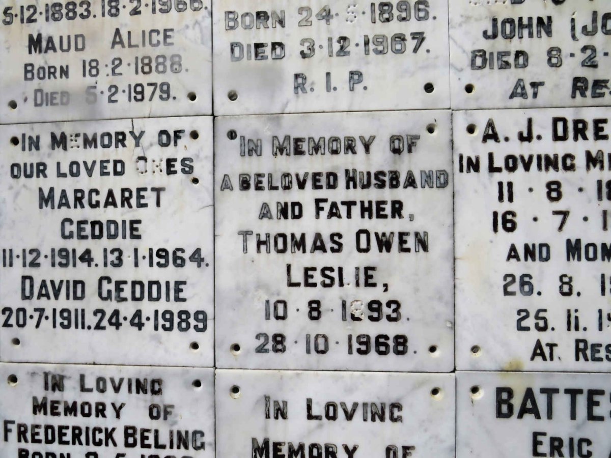 LESLIE Thomas Owen 1893-1968