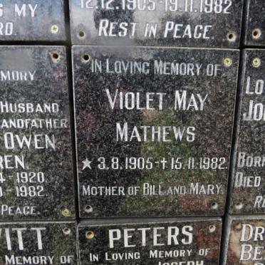 MATHEWS Violet May 1905-1982