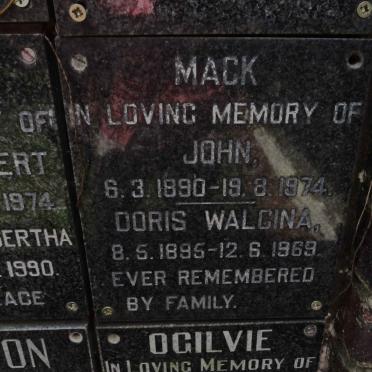 MACK John 1890-1974 &amp; Doris Walcina 1895-1969