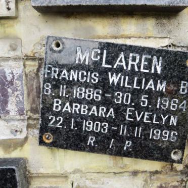 MCLAREN Francis William B. 1886-1964 &amp; Barbara Evelyn 1903-1996