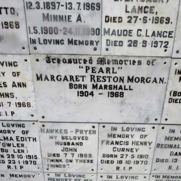 MORGAN Margaret Reston nee MARSHALL 1904-1968