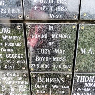 MOSS Lucy May, BOYD- 1898-1987