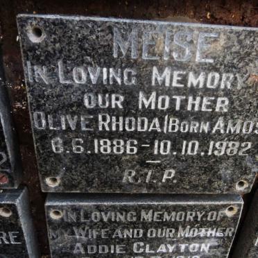 MEISE Olive Rhoda nee AMOS 1886-1982