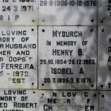 MYBURGH Henry B. 1894-1965 &amp; Isobel A. 1895-1971