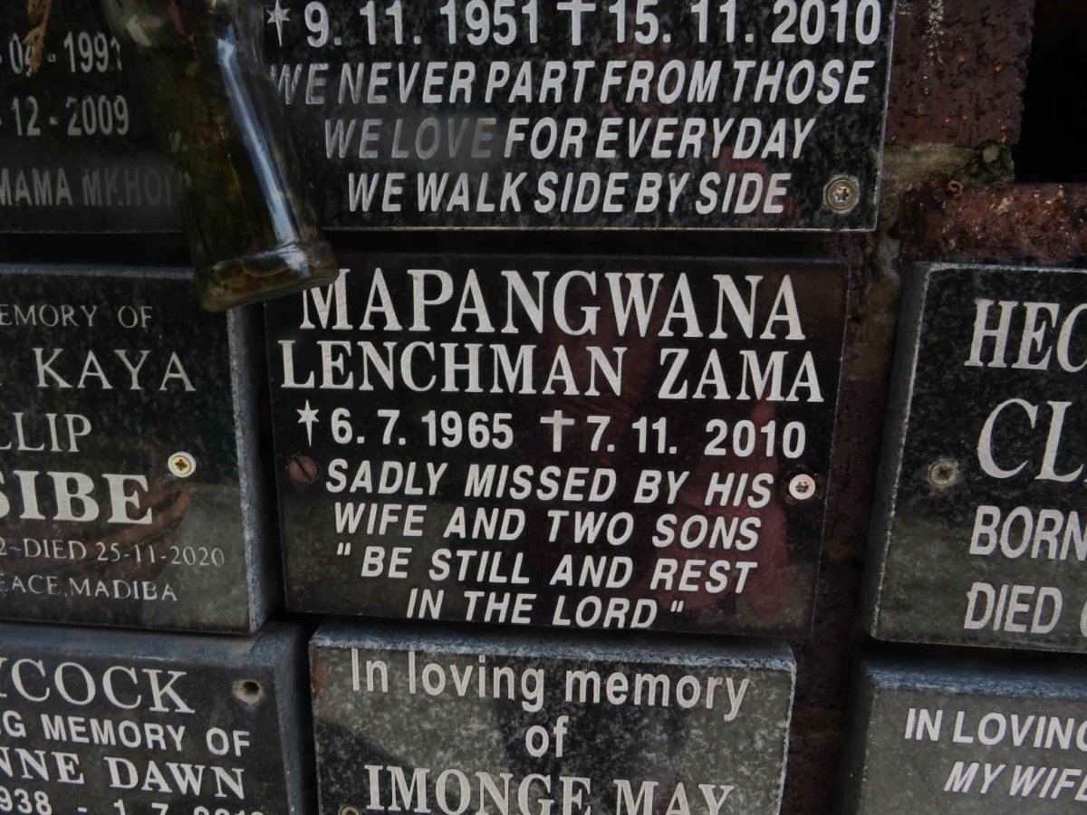 MAPANGWANA Lenchman Zama 1965-2010