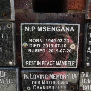 MSENGANA N.P. 1940-2019