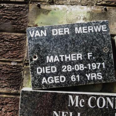 MERWE Mather F.,van der -1971