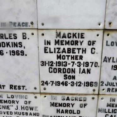 MACKIE Elizabeth C. 1913-1970 :: MACKIE Gordon Ian 1946-1969