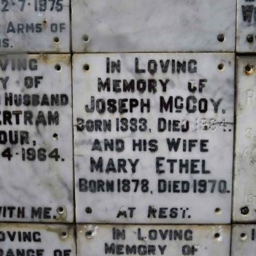 MCCOY Joseph 1893-1964 &amp; Mary Ethel 1878-1970