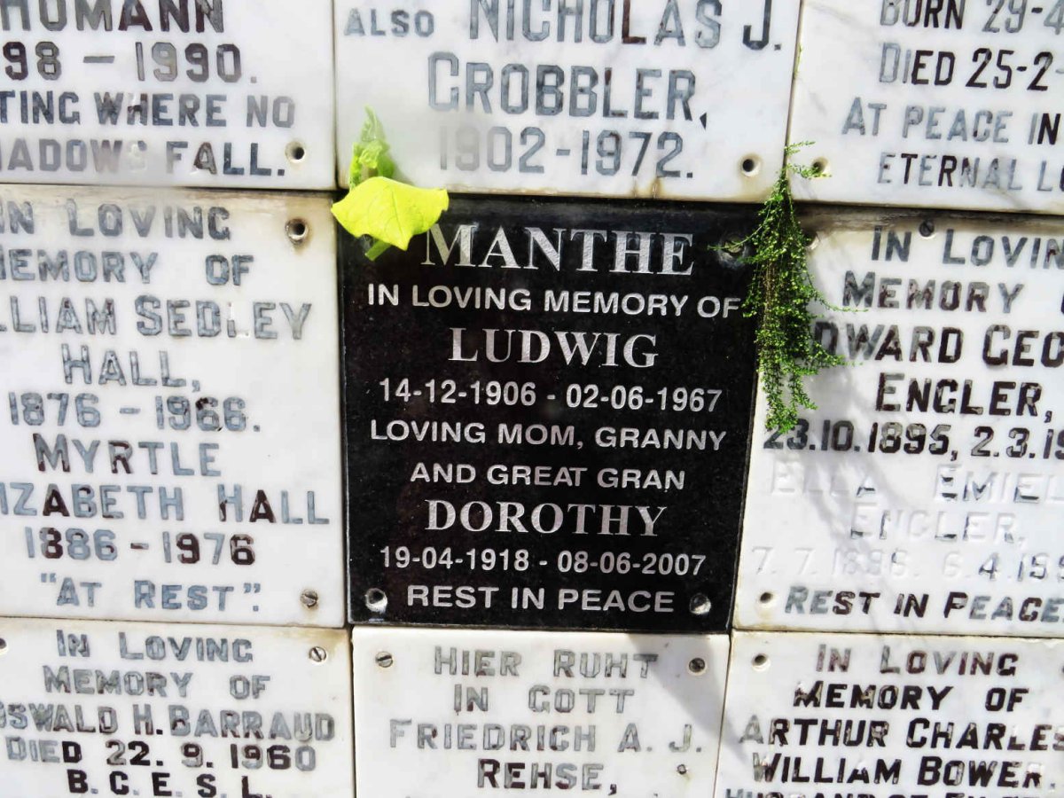 MANTHE Ludwig 1906-1967 &amp; Dorothy 1918-2007