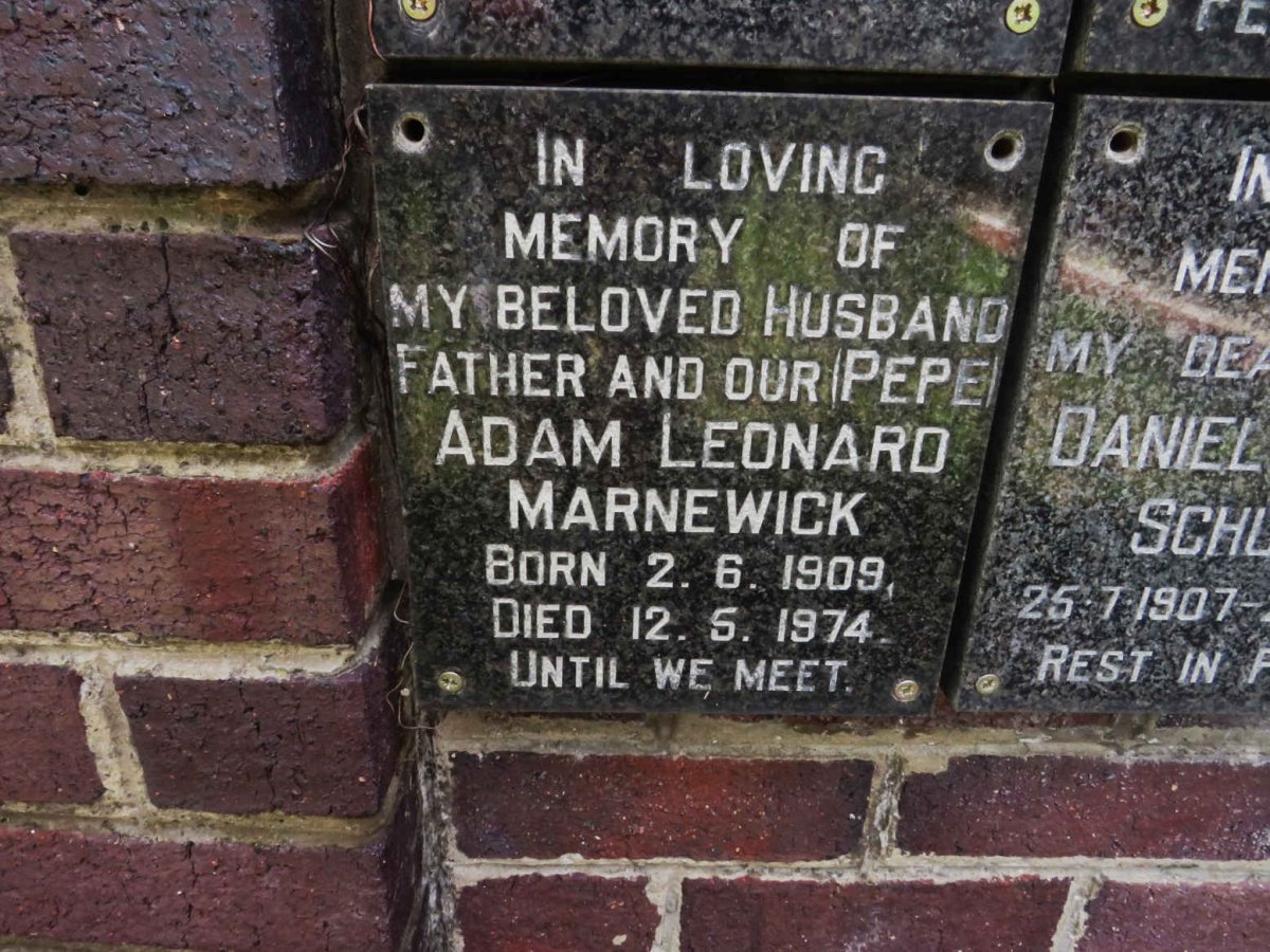 MARNEWICK Adam Leonard 1909-1974