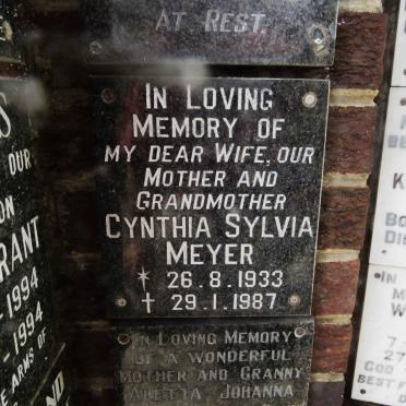 MEYER Cynthia Sylvia 1933-1987