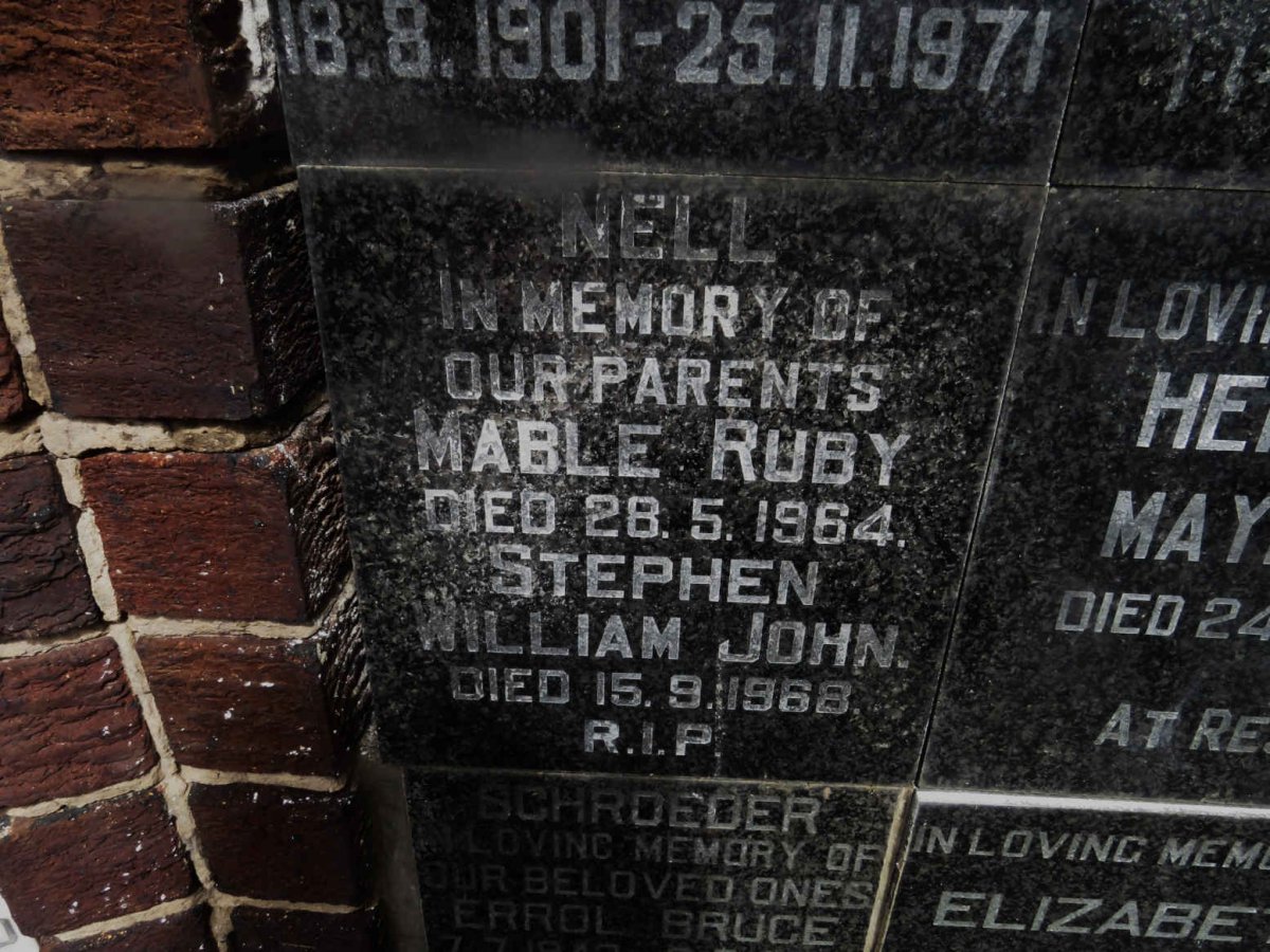 NELL Stephen William John -1968 &amp; Mable Ruby -1964