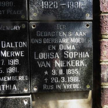 NIEKERK Louisa Sophia, van 1895-1981