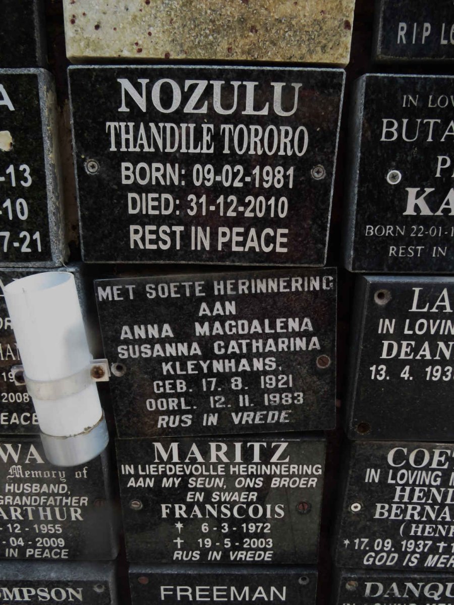NOZULU Thandile Tororo 1981-2010