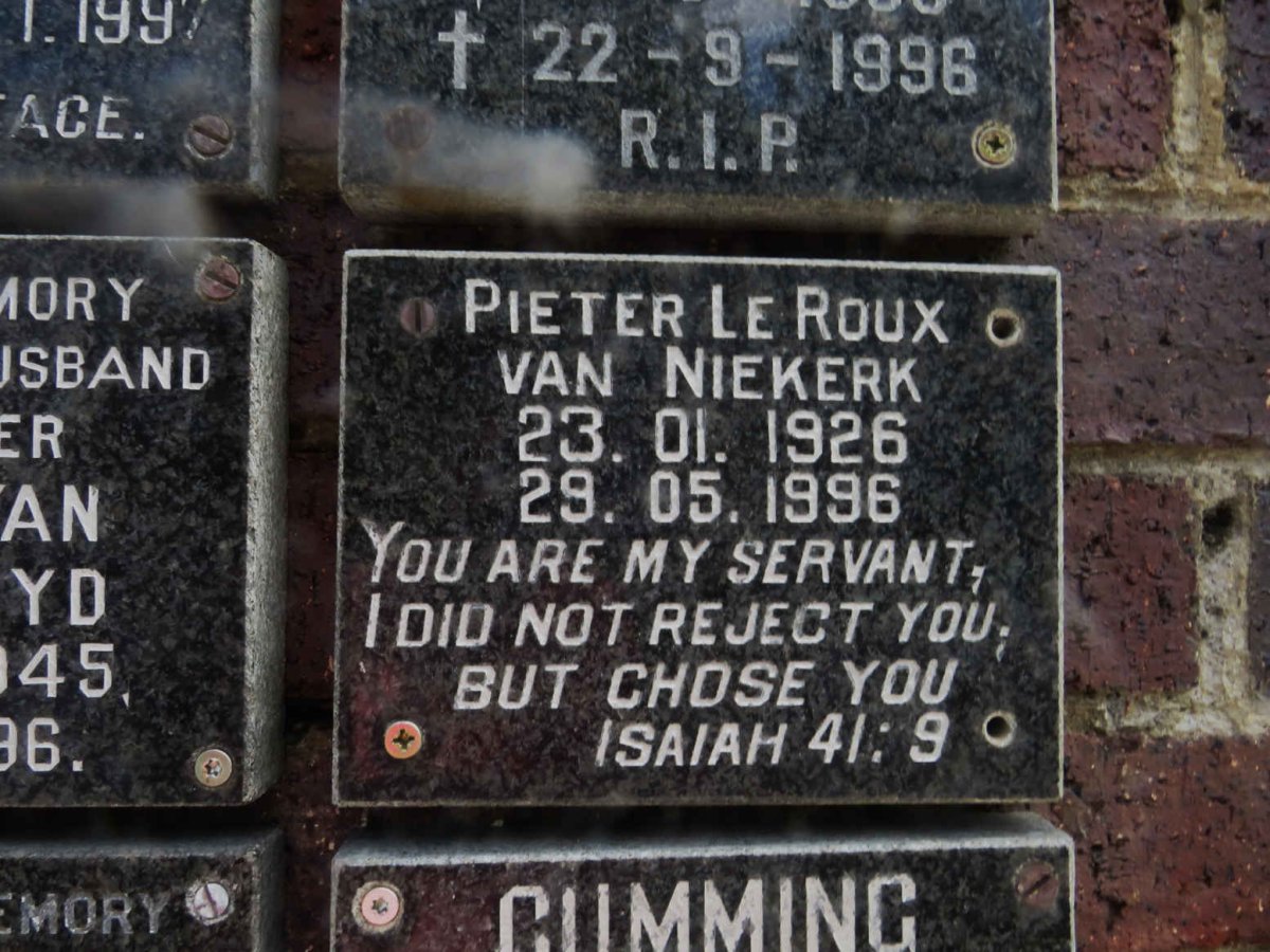 NIEKERK Pieter le Roux, van 1926-1996
